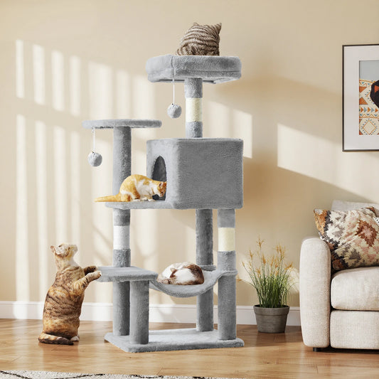 JHK Multi-Level Cat Tree With Scratching Posts And Cozy House