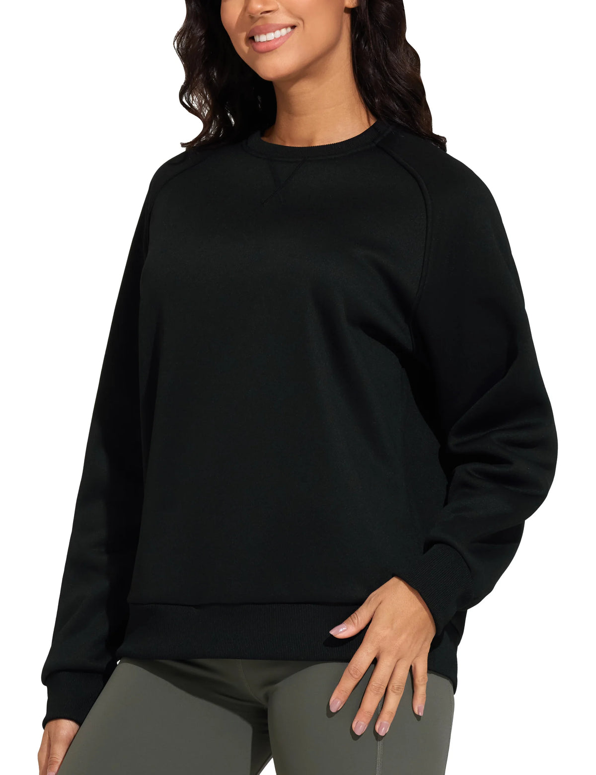THE GYM PEOPLE Women's Long Sleeves Fleece Sweatshirts Loose Fit Crewneck Workout Casual Pullover Tops