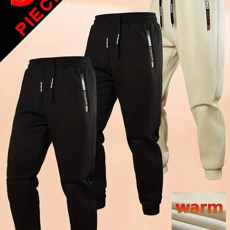 Warm Fleece Lined Mens Casual Jogger Pants Set Of Three