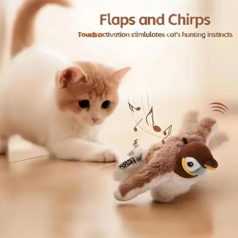 Interactive Chirping And Flapping Bird Plush Toy For Cats