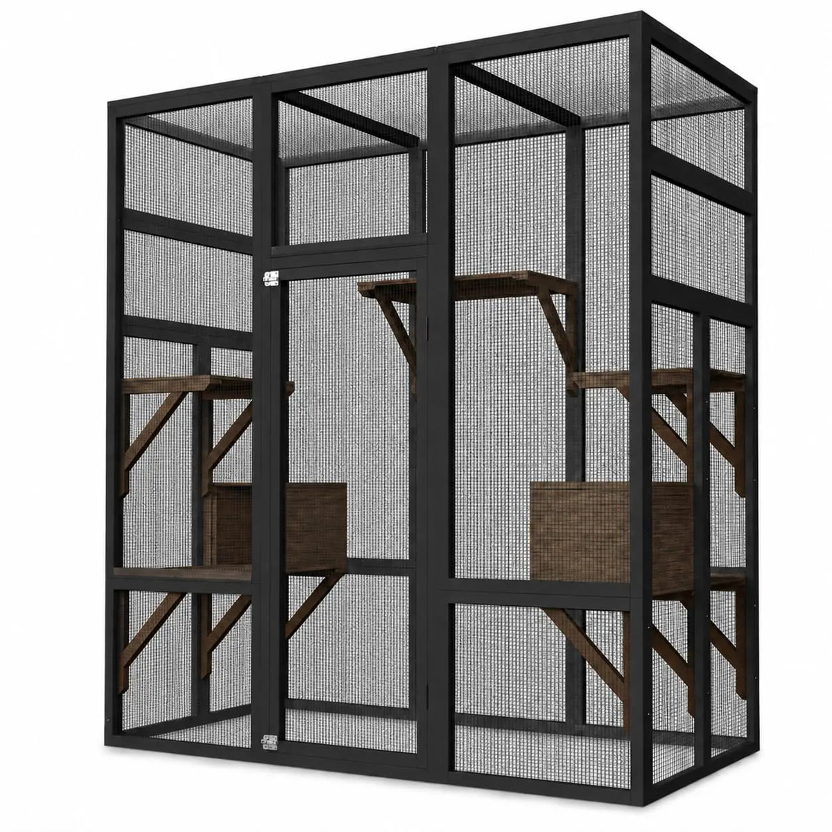 HiMISS Wooden Outdoor Cat Enclosure With Waterproof Roof And Platforms